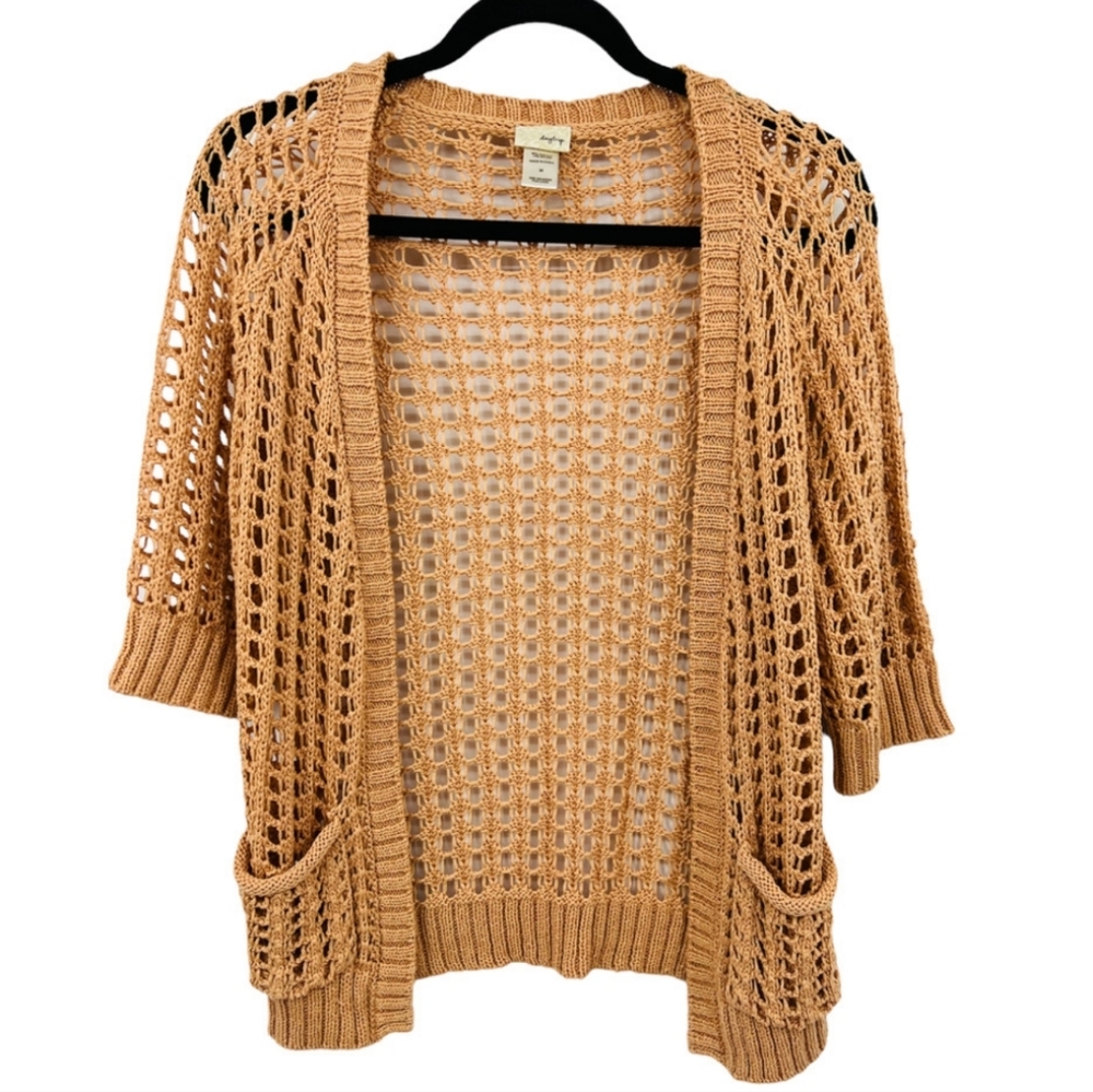 Daytrip Open Knit Cardigan Sweater Peachy Tan Size Medium